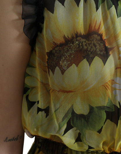 Robe longue en soie tournesol Dolce &amp; gabbana