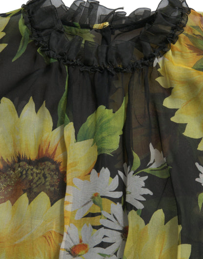 Robe longue en soie tournesol Dolce &amp; gabbana