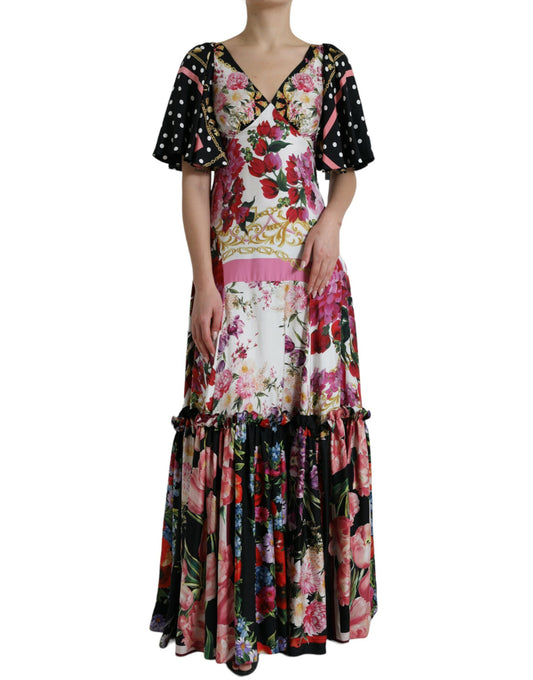 Dolce &amp; gabbana robe longue en soie à fleurs