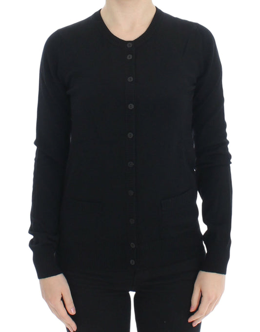 Dolce & Gabbana Elegant Black Wool Cardigan Sweater