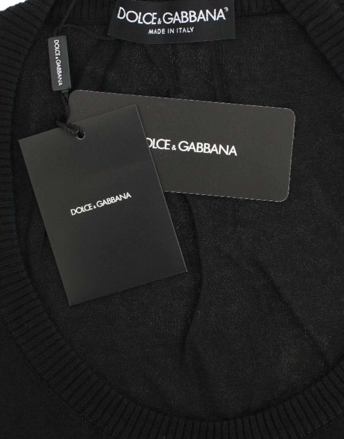 Dolce &amp; Gabbana pull noir à col rond profond