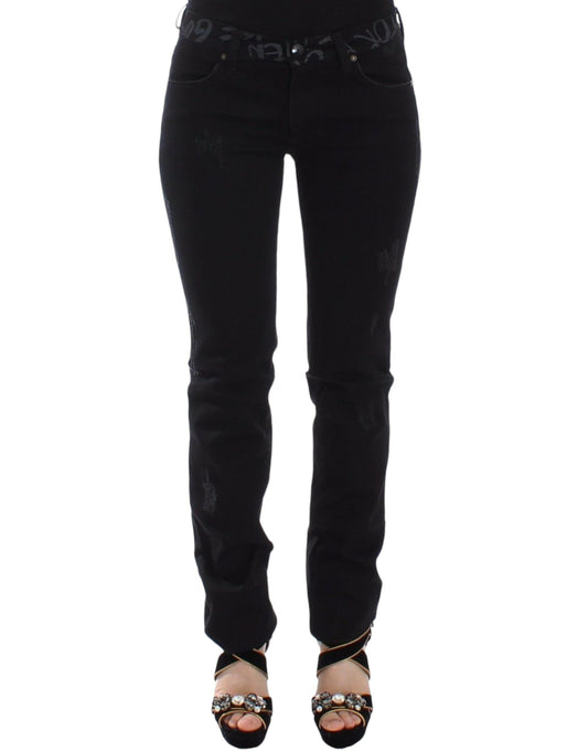 Ermanno Scervino Chic Black Skinny Statement Jeans