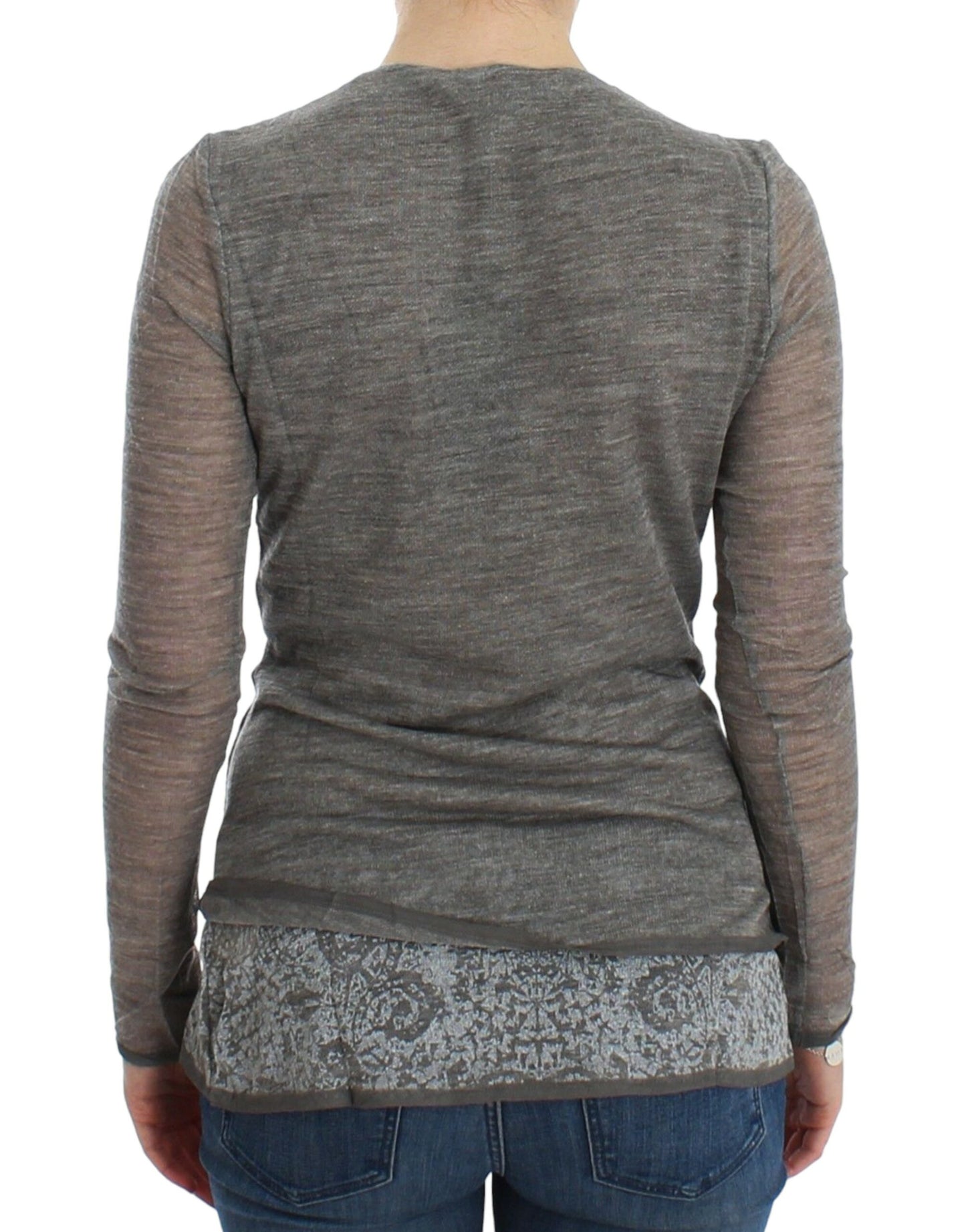 Pull col V profond en laine mélangée gris Ermanno scervino