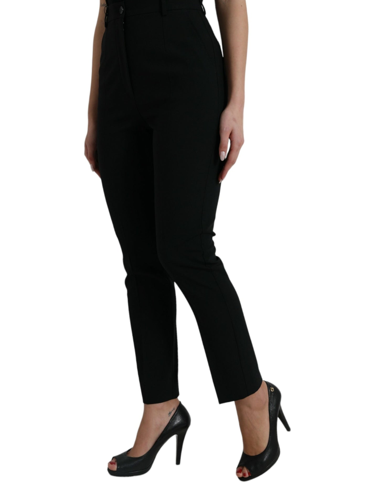 Dolce &amp; gabbana pantalon fuselé en laine taille haute