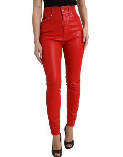 Dolce &amp; Gabbana - Jean stretch taille haute - Rouge