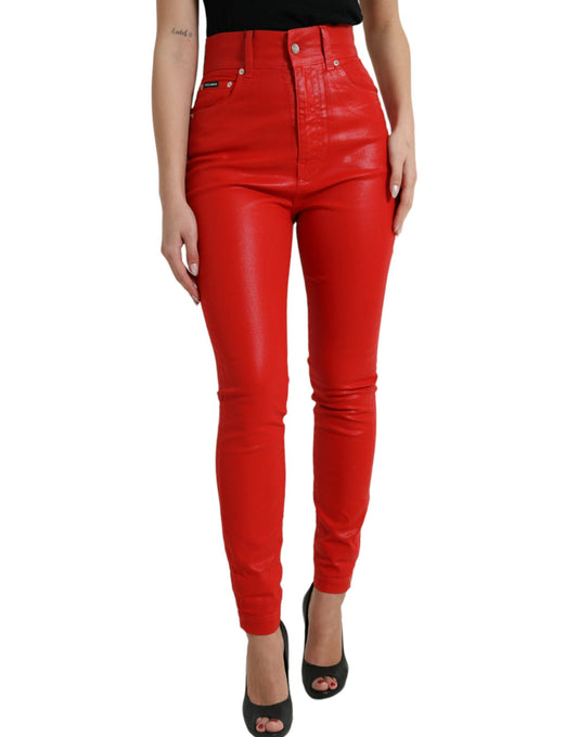 Dolce &amp; Gabbana - Jean stretch taille haute - Rouge