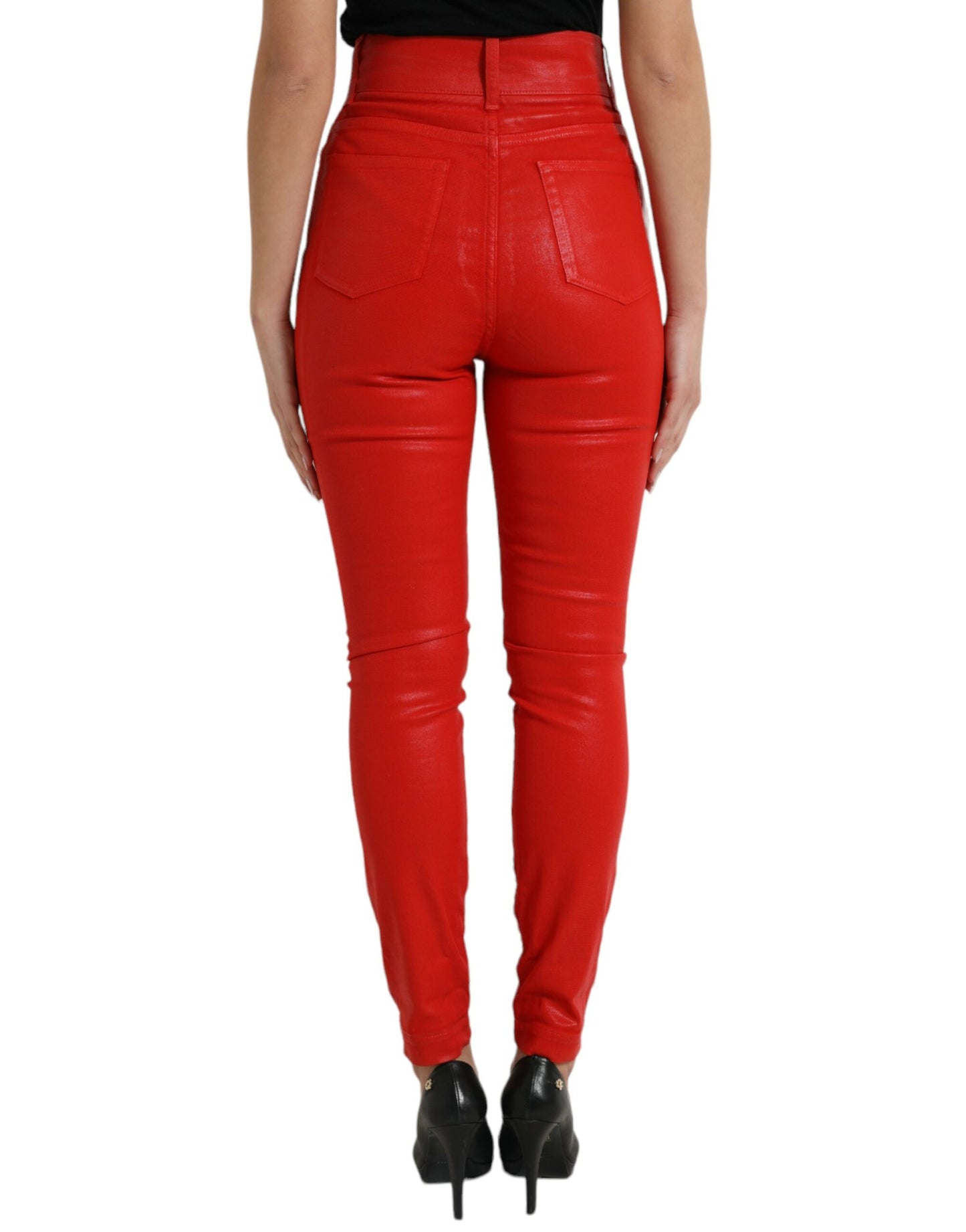 Dolce &amp; Gabbana - Jean stretch taille haute - Rouge