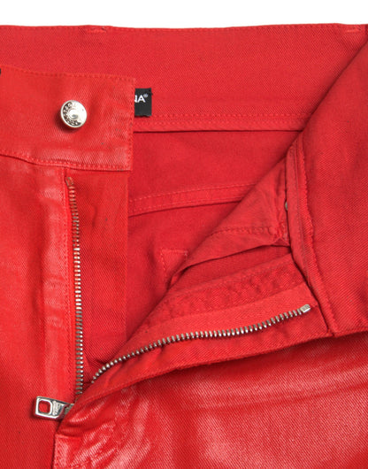 Dolce & Gabbana Elegant High-Waist Stretch Denim in Red