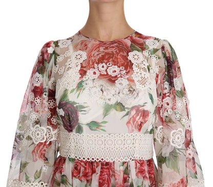 Robe longue à fleurs Dolce &amp; gabbana avec doublure en soie