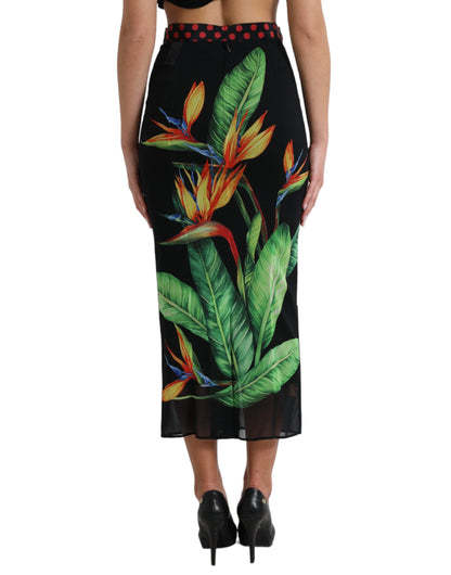 Dolce & Gabbana Floral High Waist Silk Midi Skirt