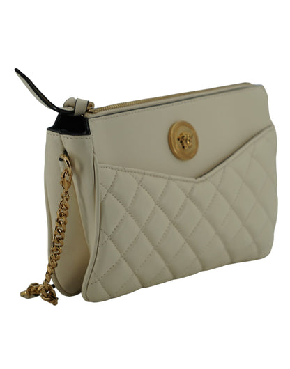 Bolso bandolera Versace de piel de cordero blanca