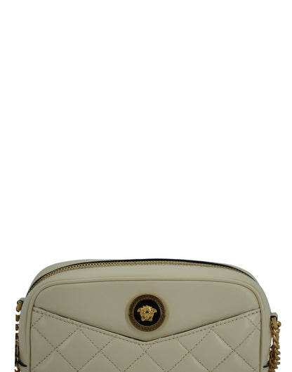 Sac appareil photo Versace en cuir d'agneau blanc