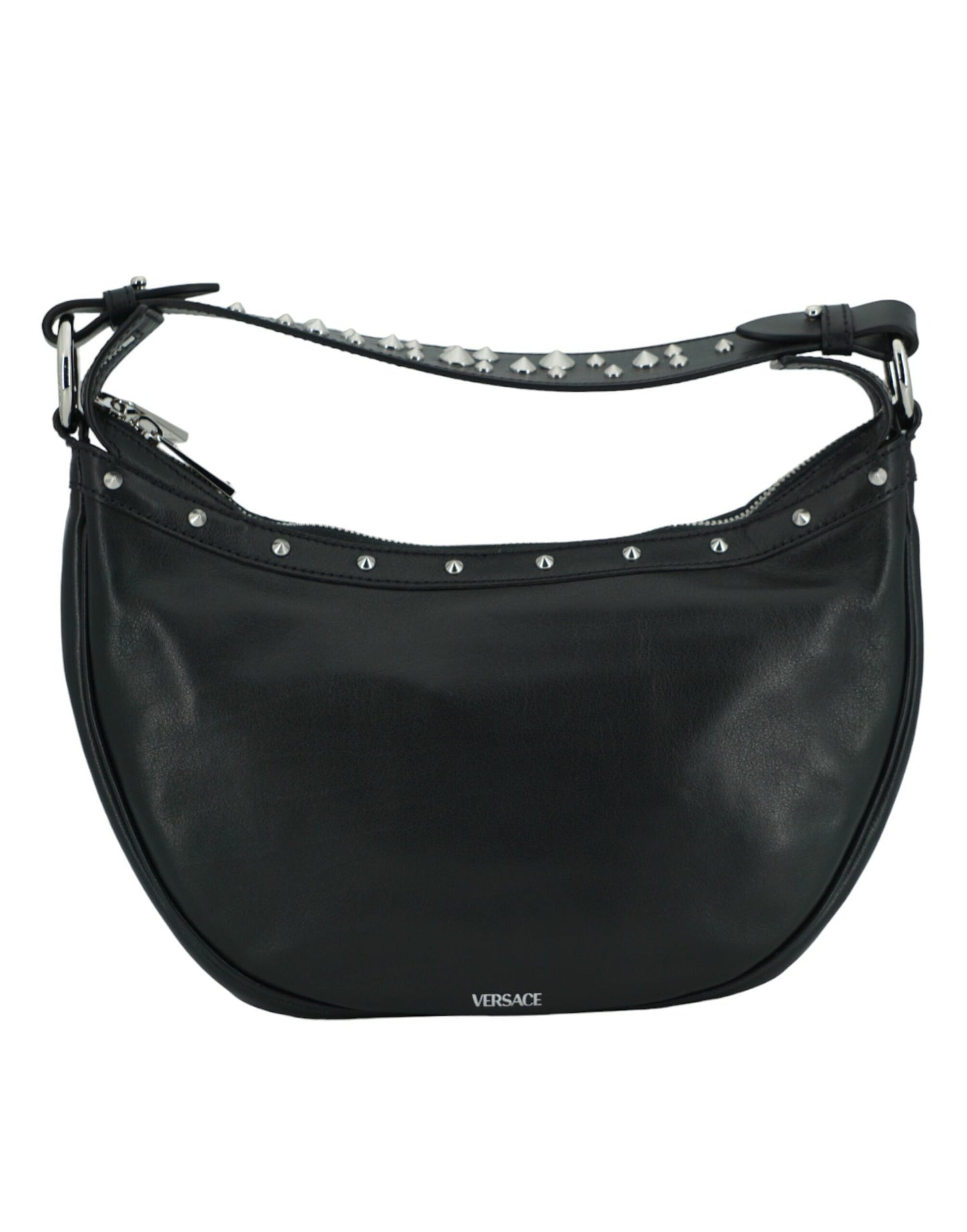 Versace Bolso Hobo pequeño de piel de becerro negra