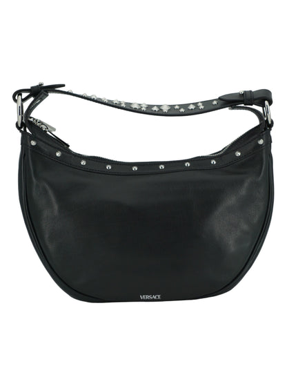 Sac porté épaule hobo en cuir noir Versace