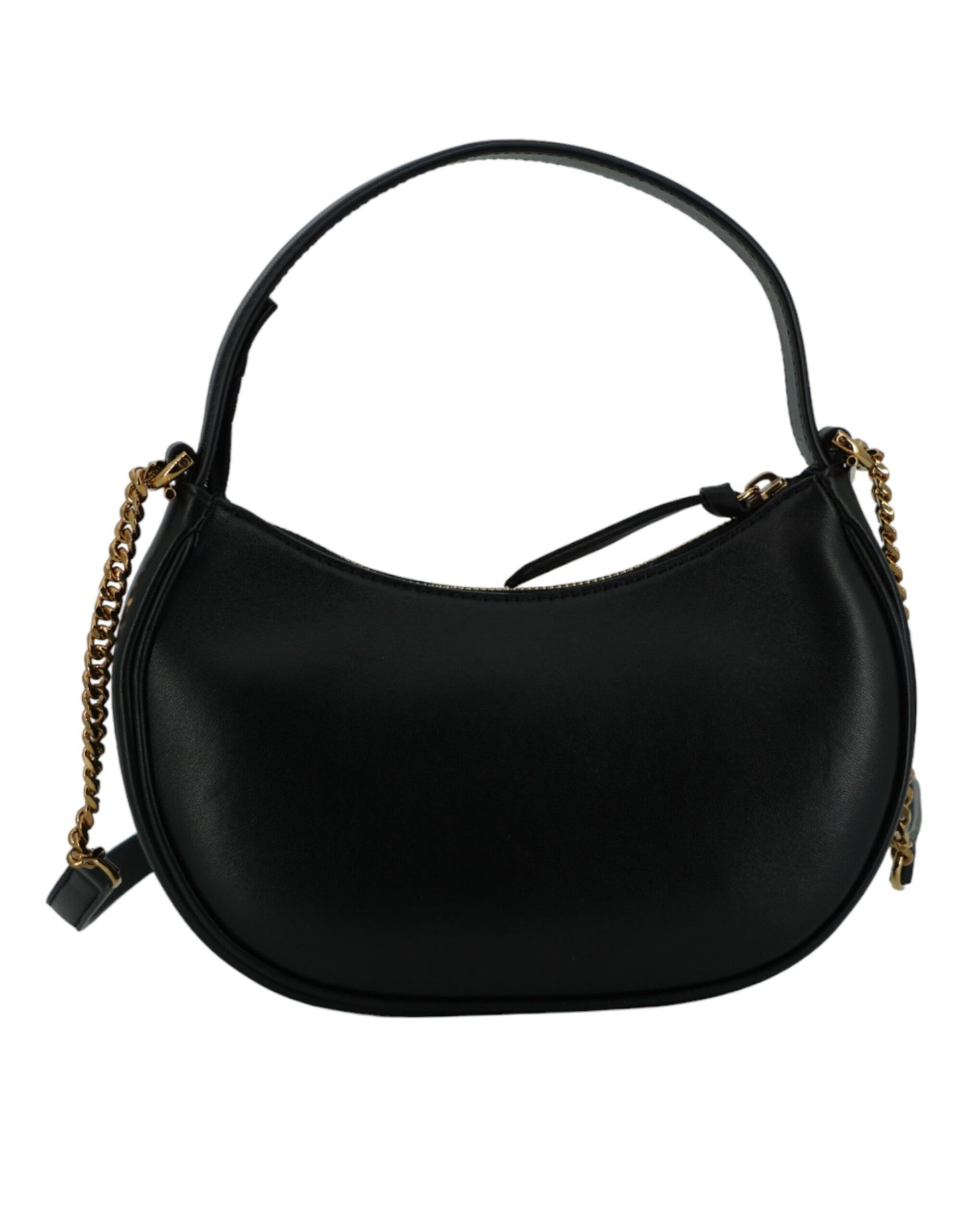 Versace Bolso De Hombro Media Luna De Cuero Negro