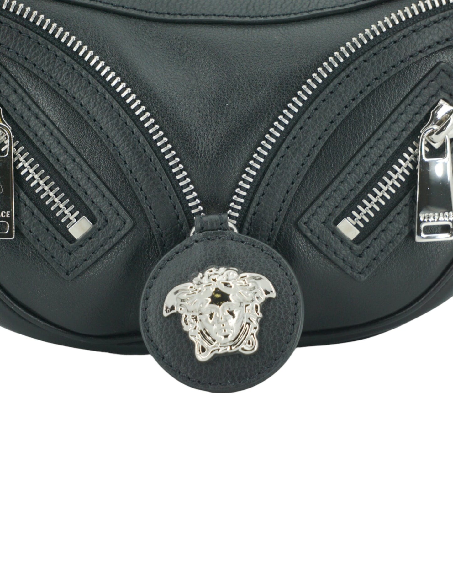 Versace Mini bolso de hombro Hobo de piel de becerro negro