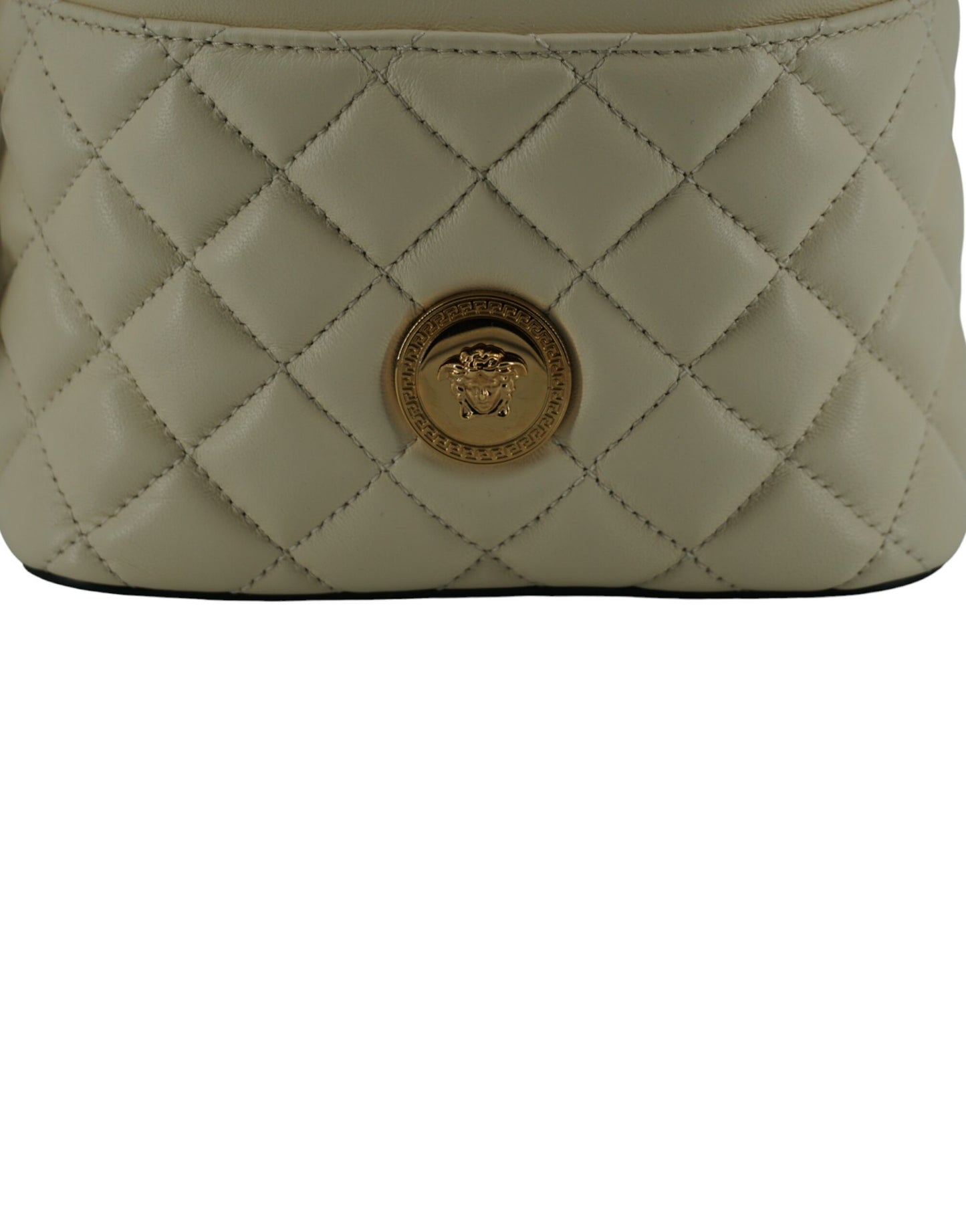 Versace Bolso bandolera pequeño de piel de cordero blanca