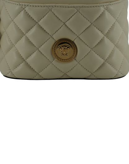 Versace Bolso bandolera pequeño de piel de cordero blanca