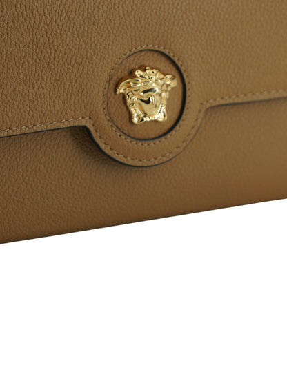 Cartera Medusa de piel de becerro marrón Versace