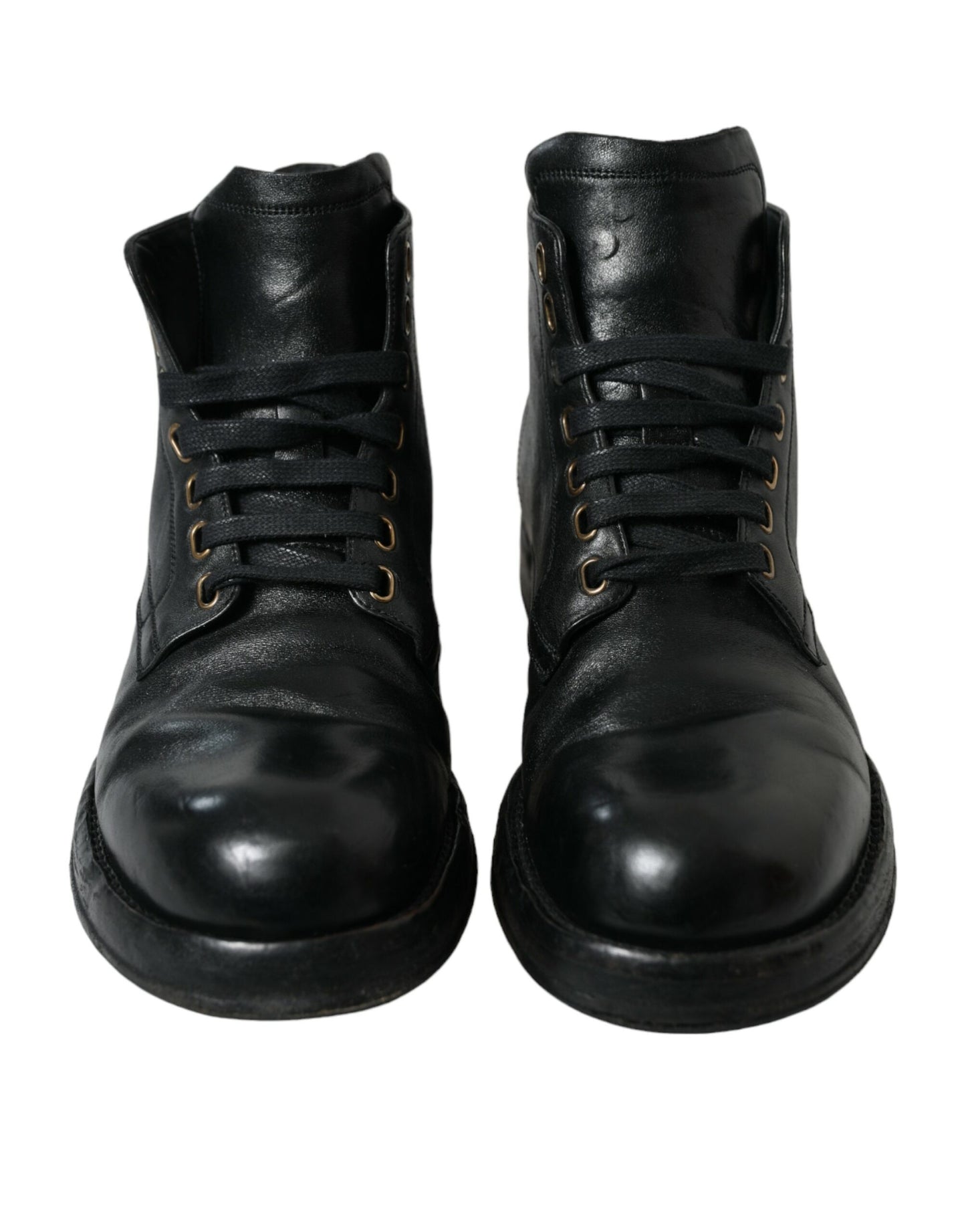 Bottines en cuir de cheval noir Dolce &amp; gabbana