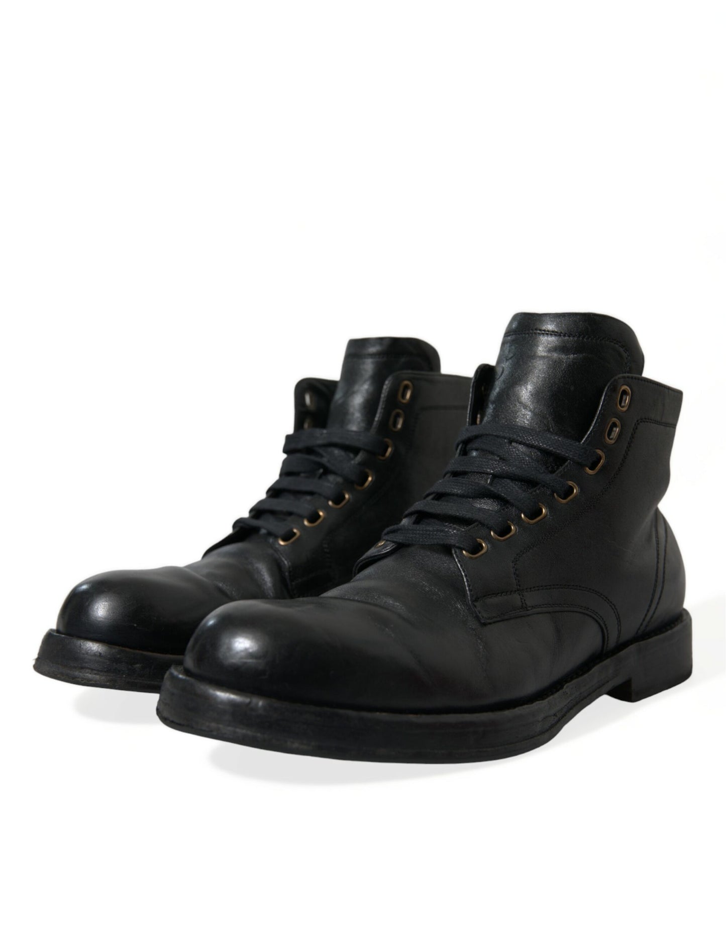 Bottines en cuir de cheval noir Dolce &amp; gabbana