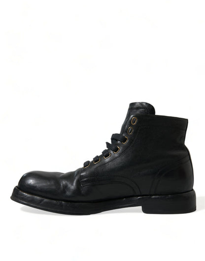 Bottines en cuir de cheval noir Dolce &amp; gabbana