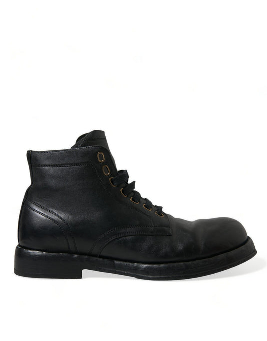 Bottines en cuir de cheval noir Dolce &amp; gabbana