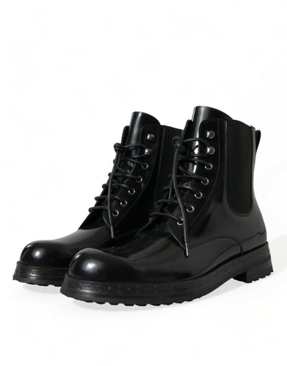 Dolce &amp; Gabbana bottes mi-mollet en cuir noir pour hommes