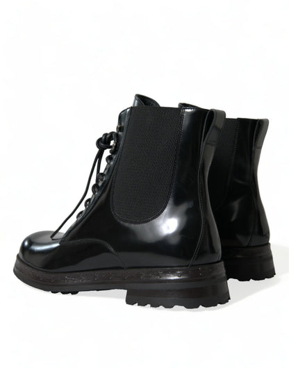 Dolce &amp; Gabbana bottes mi-mollet en cuir noir pour hommes