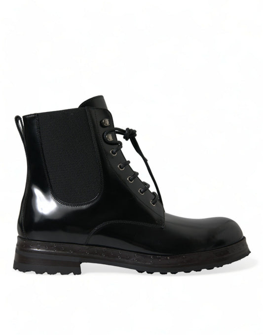 Dolce &amp; Gabbana bottes mi-mollet en cuir noir pour hommes