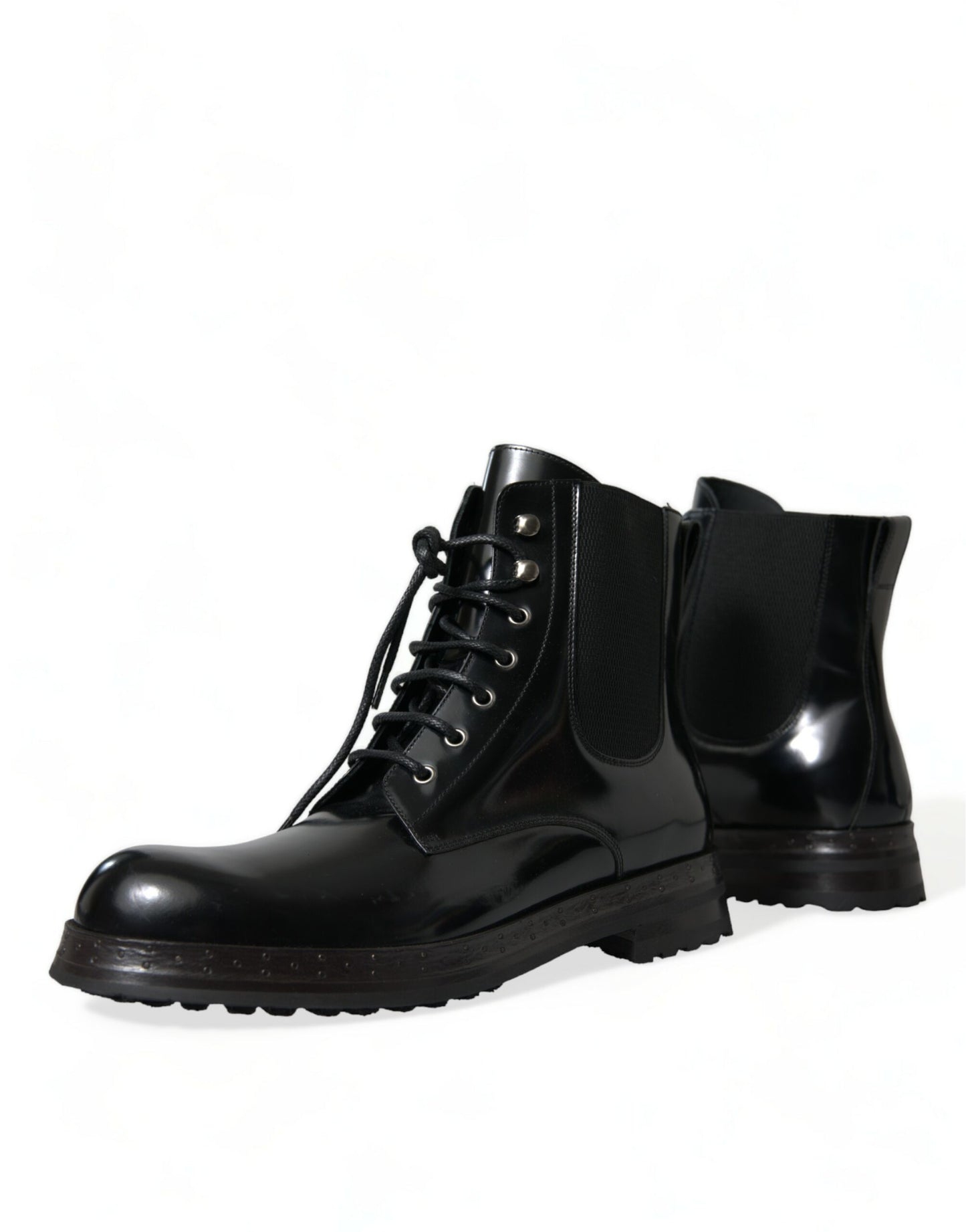 Dolce &amp; Gabbana bottes mi-mollet en cuir noir pour hommes