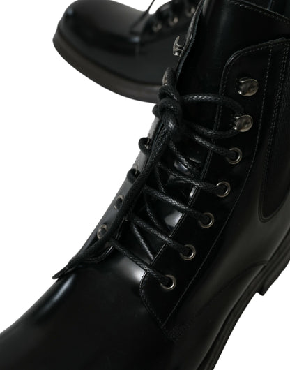 Dolce &amp; Gabbana bottes mi-mollet en cuir noir pour hommes