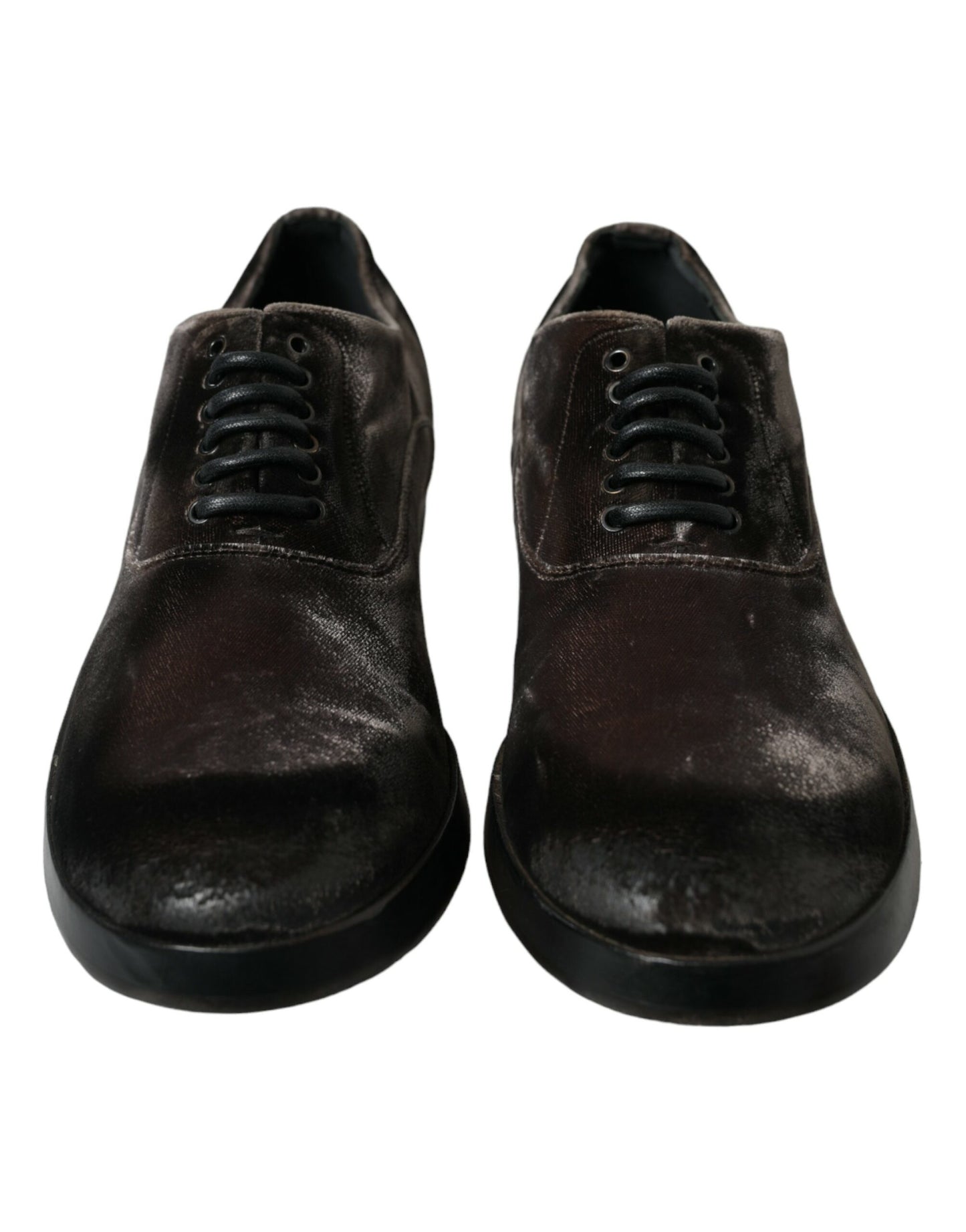 Chaussures à lacets Oxford en velours marron Dolce &amp; Gabbana