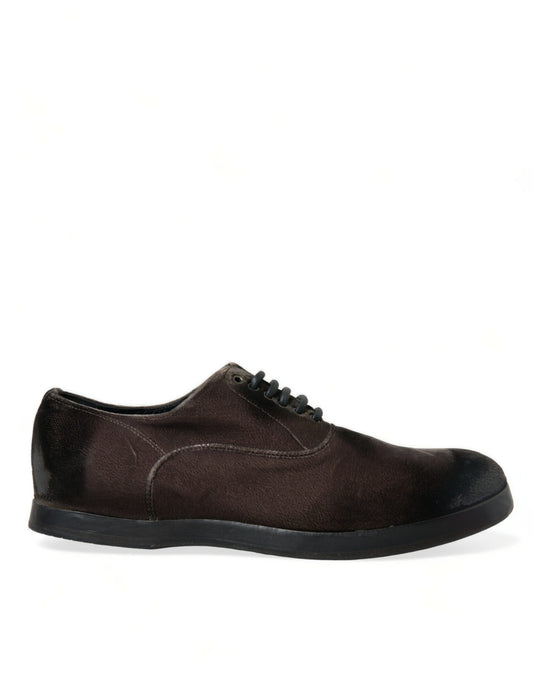 Chaussures à lacets Oxford en velours marron Dolce &amp; Gabbana