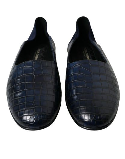 Mocassins en cuir de crocodile bleu Dolce &amp; gabbana