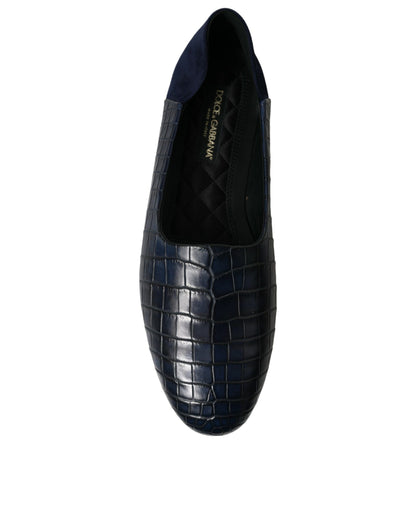 Mocassins en cuir de crocodile bleu Dolce &amp; gabbana