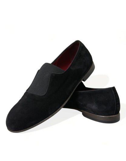 Dolce & Gabbana Elegant Black Velor Loafers for the Discerning Gentleman