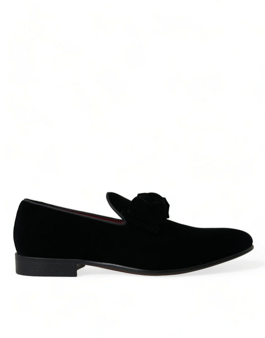 Mocassins en velours noir Dolce &amp; gabbana - chaussures de luxe pour hommes