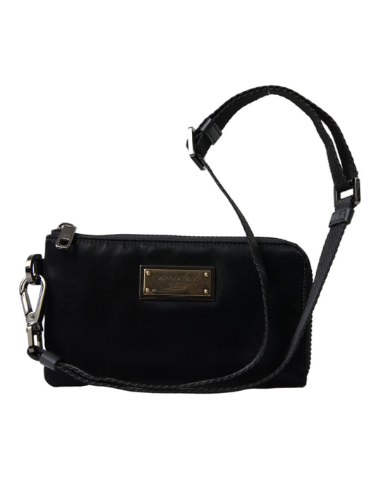 Pochette en nylon et cuir noir Dolce &amp; gabbana