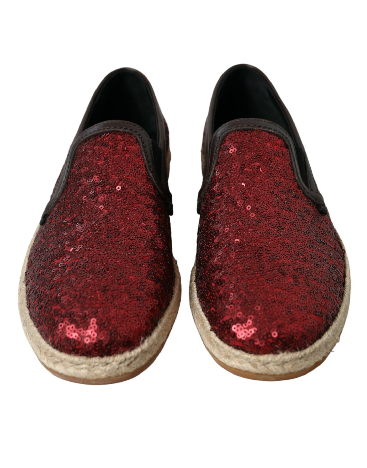 Mocassins en cuir à sequins rouges Dolce &amp; gabbana