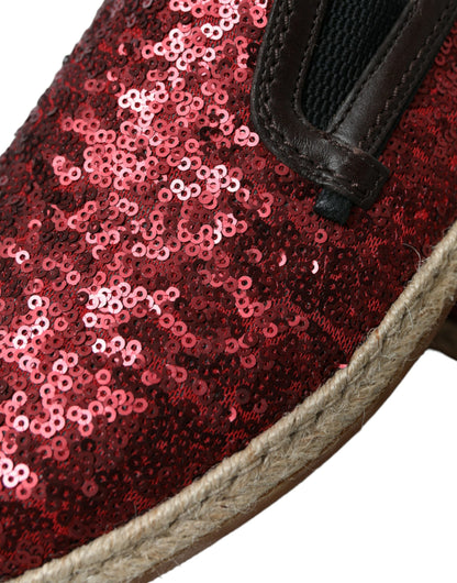 Mocassins en cuir à sequins rouges Dolce &amp; gabbana