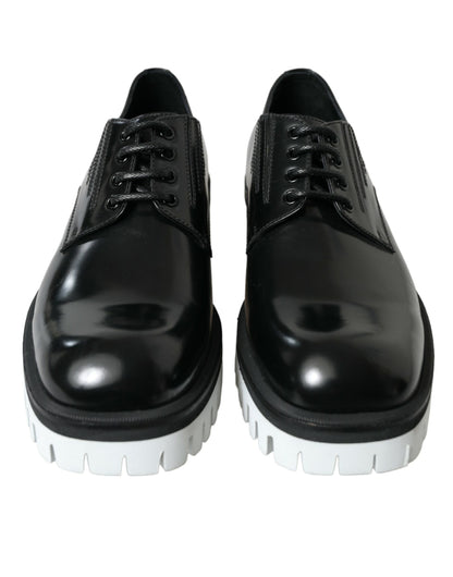 Dolce &amp; gabbana chaussures derby sophistiquées en cuir noir et blanc