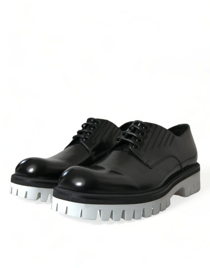 Dolce &amp; gabbana chaussures derby sophistiquées en cuir noir et blanc