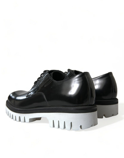 Dolce &amp; gabbana chaussures derby sophistiquées en cuir noir et blanc