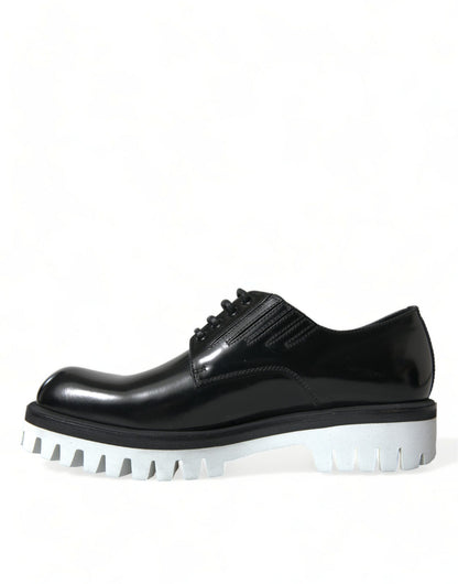 Dolce &amp; gabbana chaussures derby sophistiquées en cuir noir et blanc