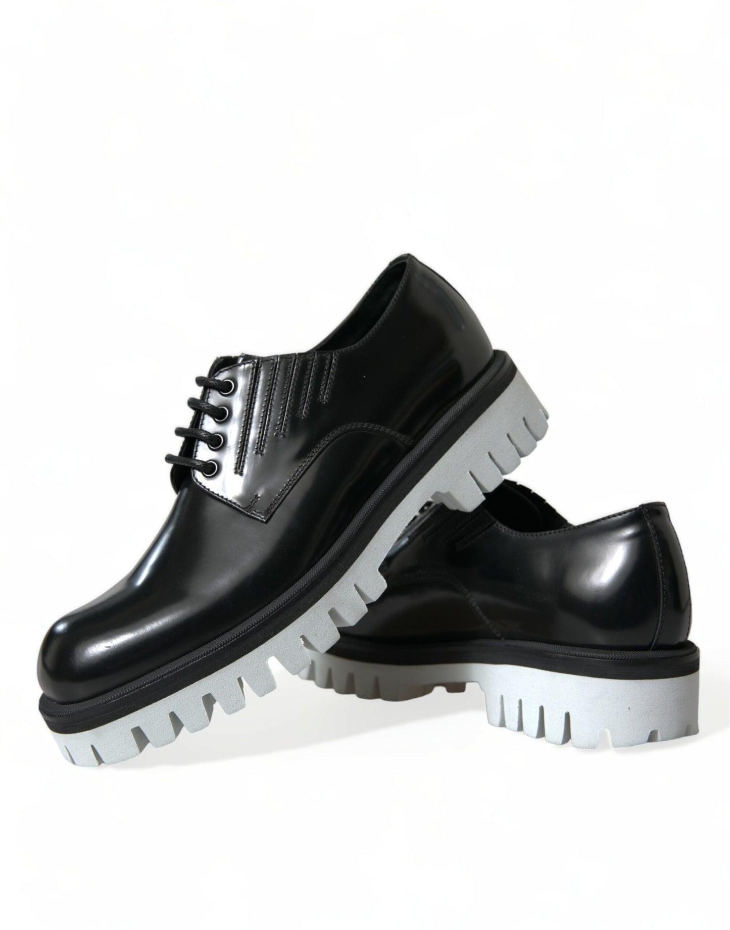 Dolce &amp; gabbana chaussures derby sophistiquées en cuir noir et blanc