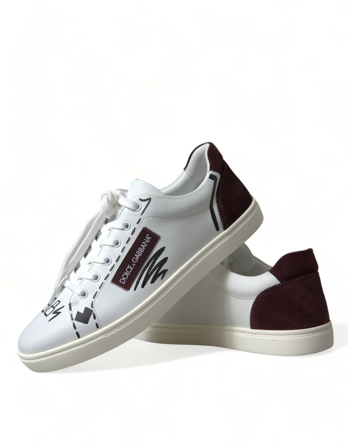 Baskets basses blanches bordeaux exclusives Dolce &amp; Gabbana