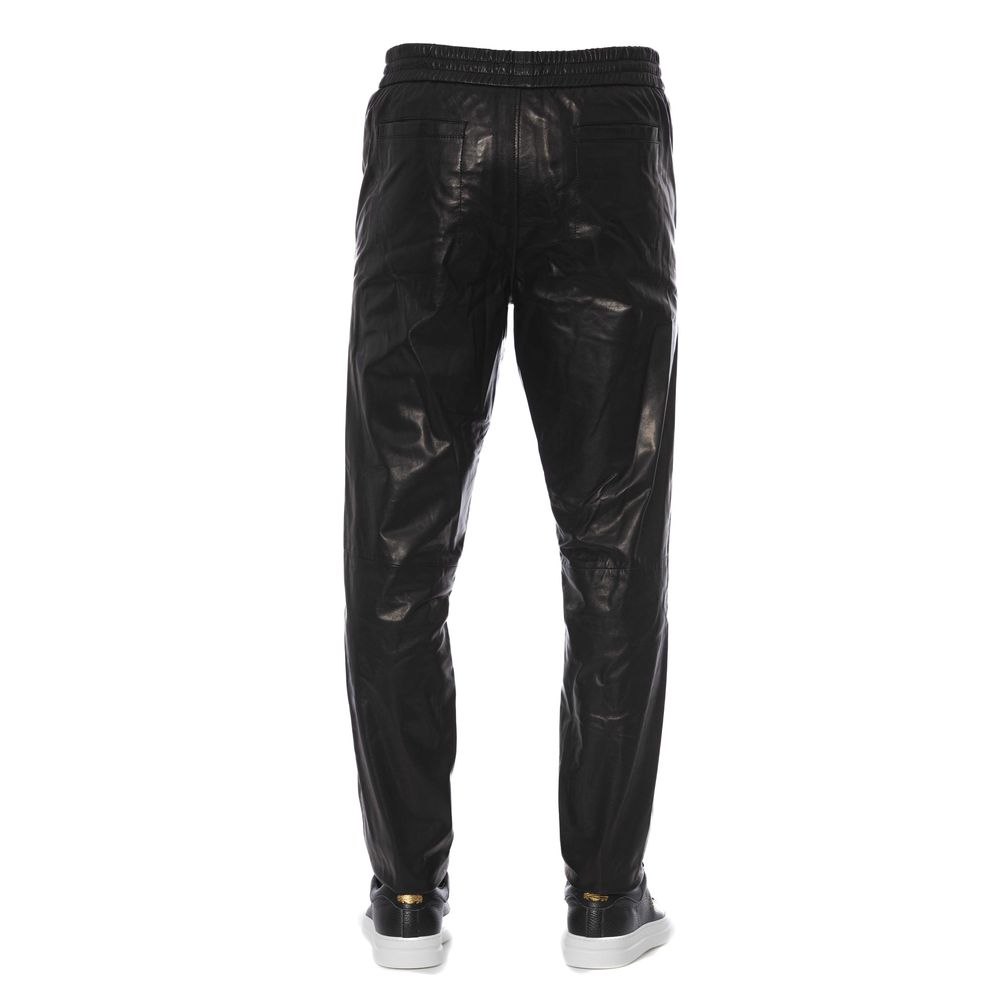 Trussardi: Pantalon élégant en cuir noir pour homme