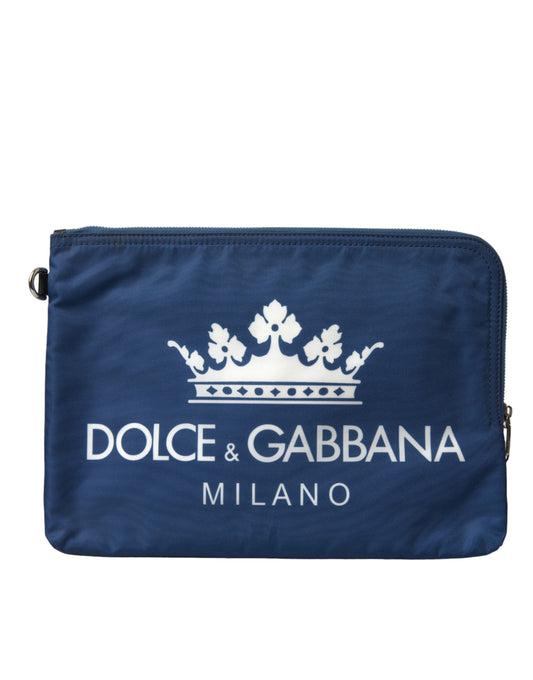 Pochette zippée en nylon bleu Dolce &amp; gabbana