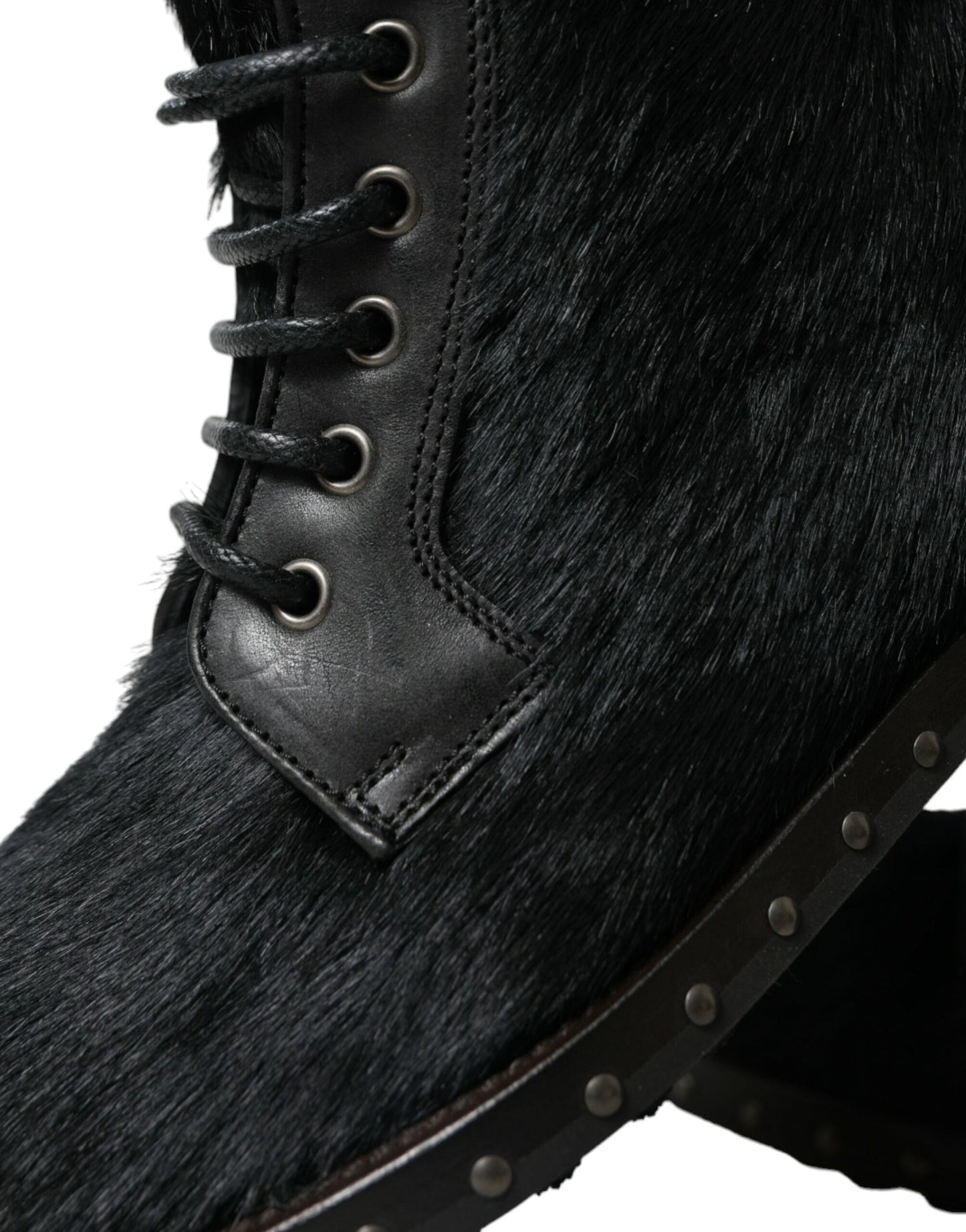 Dolce &amp; gabbana bottes à lacets en cuir de veau noir